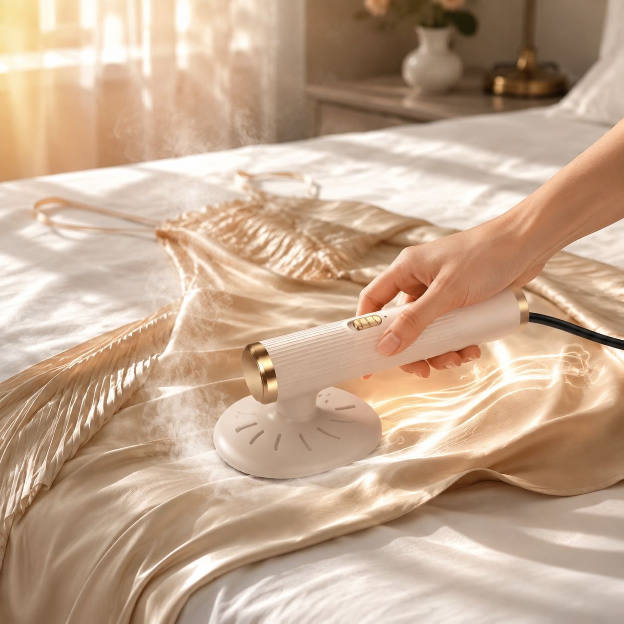 Smart garment steamer with ergonomic handle