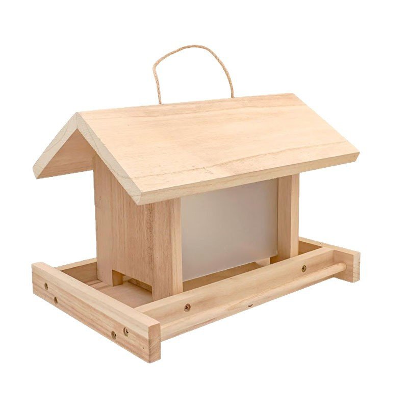 Neues Vogelhäuschen aus Holz, hängender Schmuck aus Kiefernholz, im Villenstil, Kunsthandwerk für de