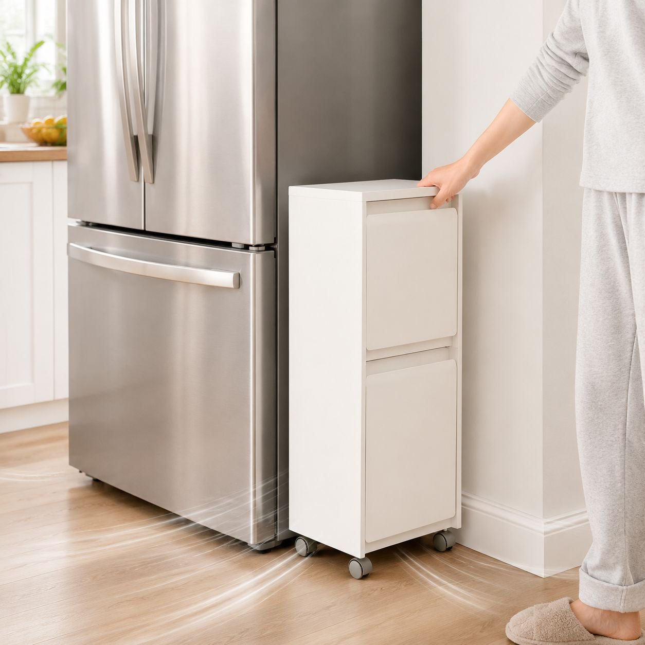 Lagerschrank für Zuhause mit Rädern, beweglicher Lagerschrank für Wohnzimmer, Spielzeug-Lagerschrank