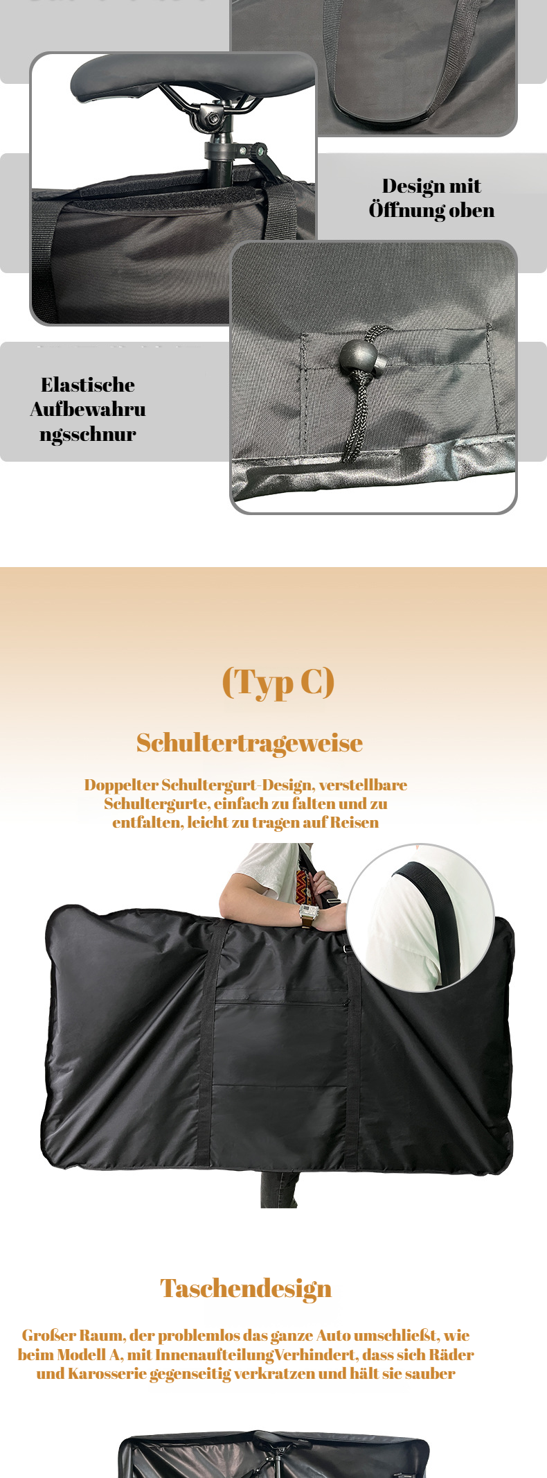 Fahrrad sicher verpackt in einer Transporttasche