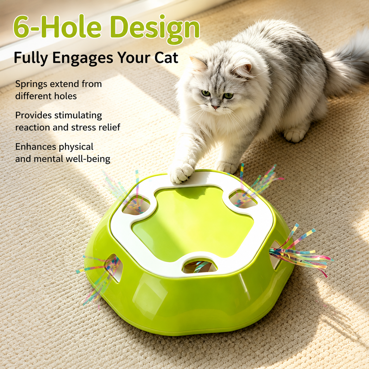Electric retractable pet toy for cats, a multi-hole retractable toy for cats to play with and reliev