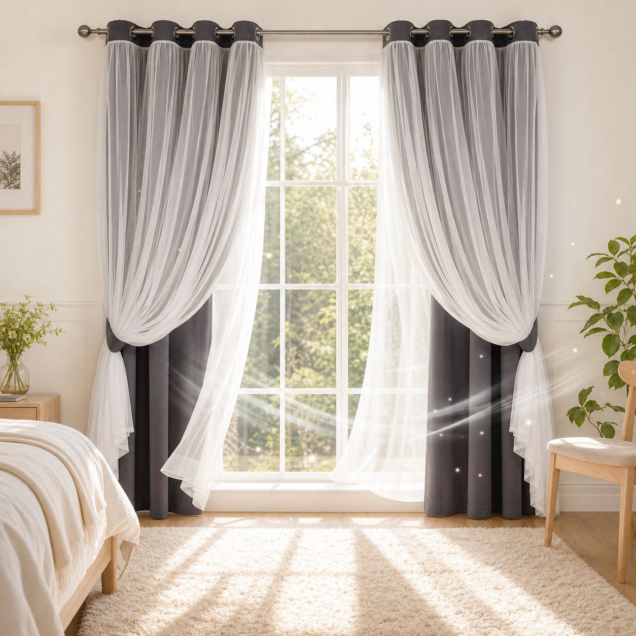 Elegant finished blackout curtain blocking sunlight