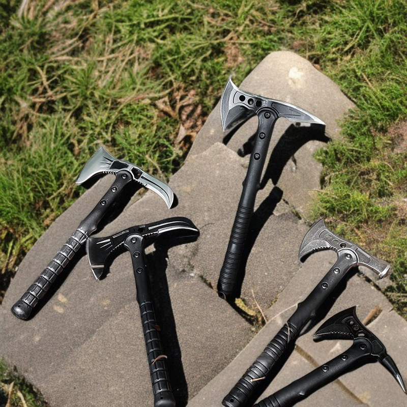 Hache tactique multifonctionnelle, couteau de hache de montagne, arme de survie d'auto-défense en pl