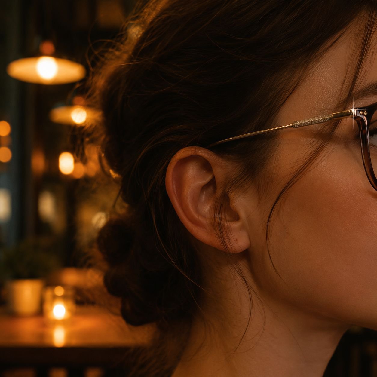 Blaulichtfilter-Brille für Damen beim Arbeiten am Laptop
