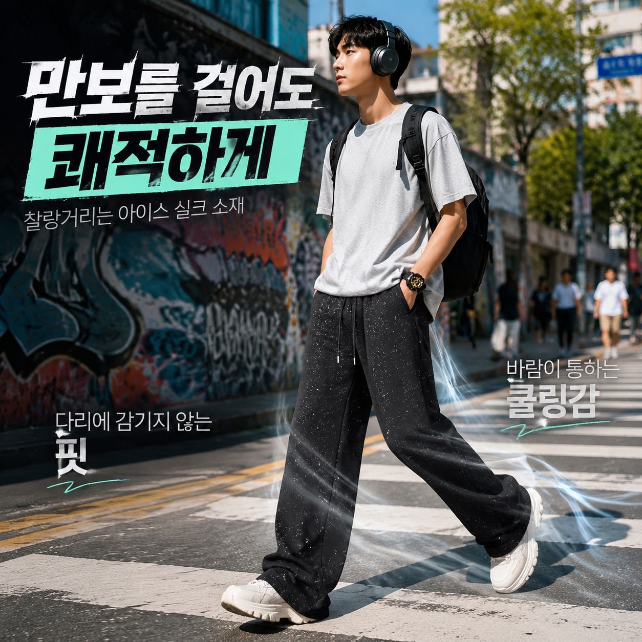 여름용 아이스 실크 남성 얇은 부츠컷 슬랙스, 트렌디한 와이드 스트레이트 팬츠