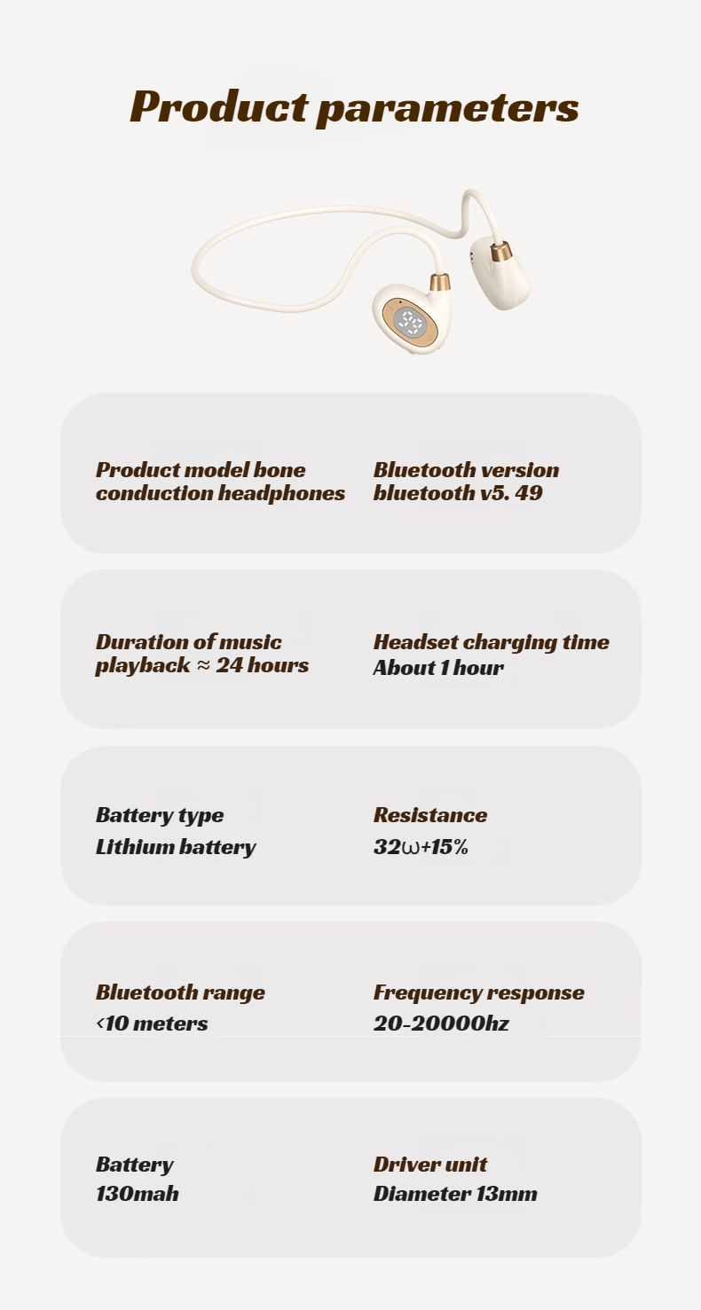 Bone Conduction Open-Ear Bluetooth Headset Anti-Noise Long Battery Life