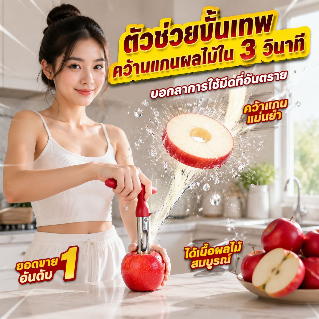 เครื่องมือคว้านผลไม้ดีไซน์ใหม่ ที่เอาไส้แอปเปิ้ลสแตนเลส