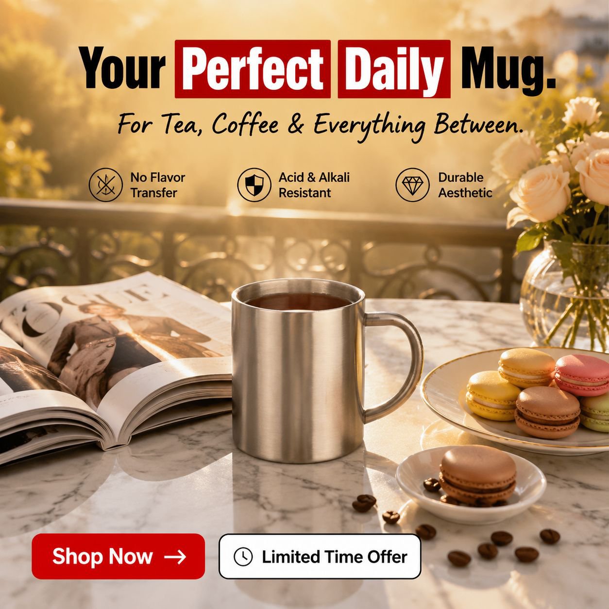 Thickened Anti-Scald Handle 304 Stainless Steel Insulated Mug