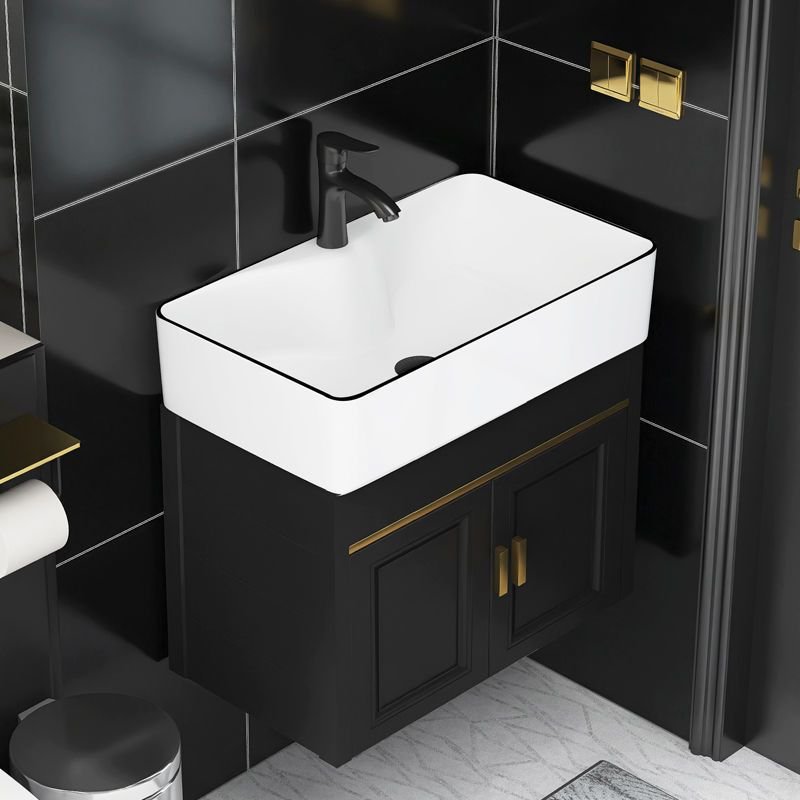 Compact Bathroom Vanity with Space Aluminum Cabinet and Ceramic Sink