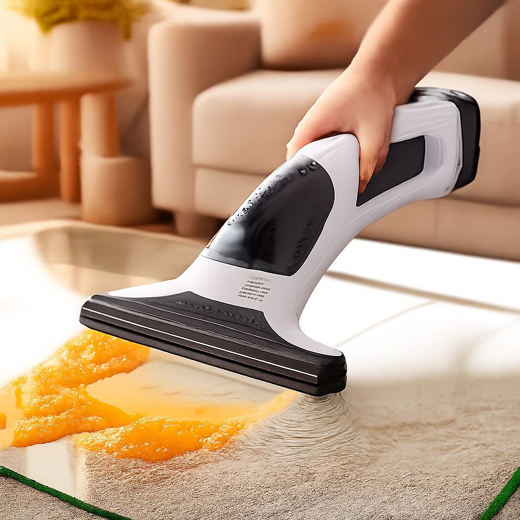 Close-up of the cleaning head on the electric window cleaner