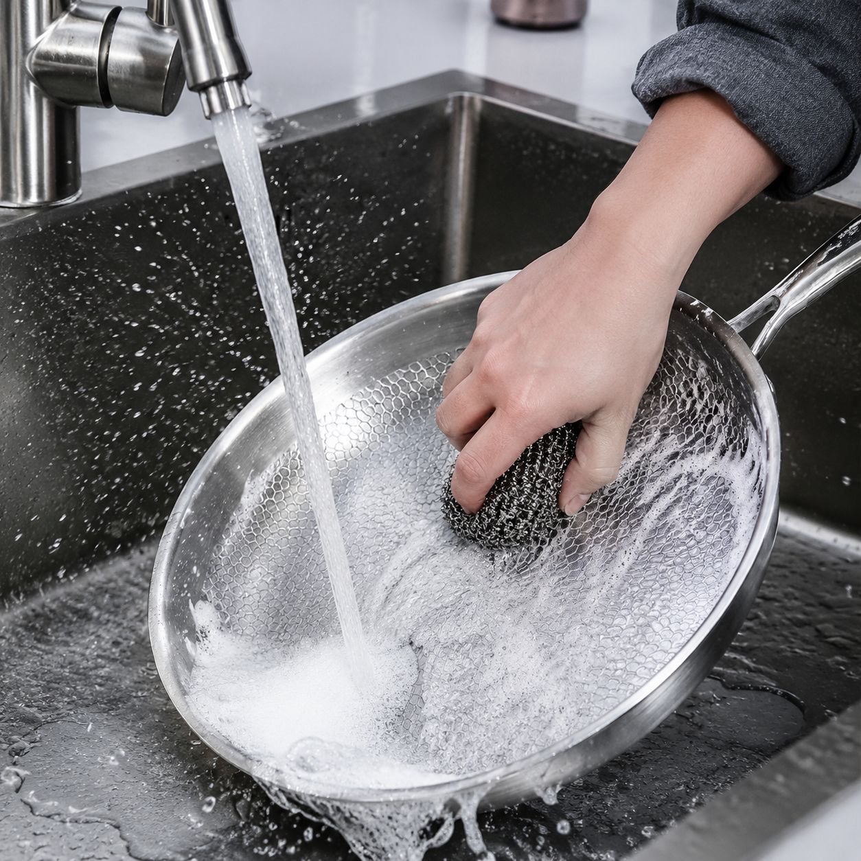 Uncoated non-stick frying pan