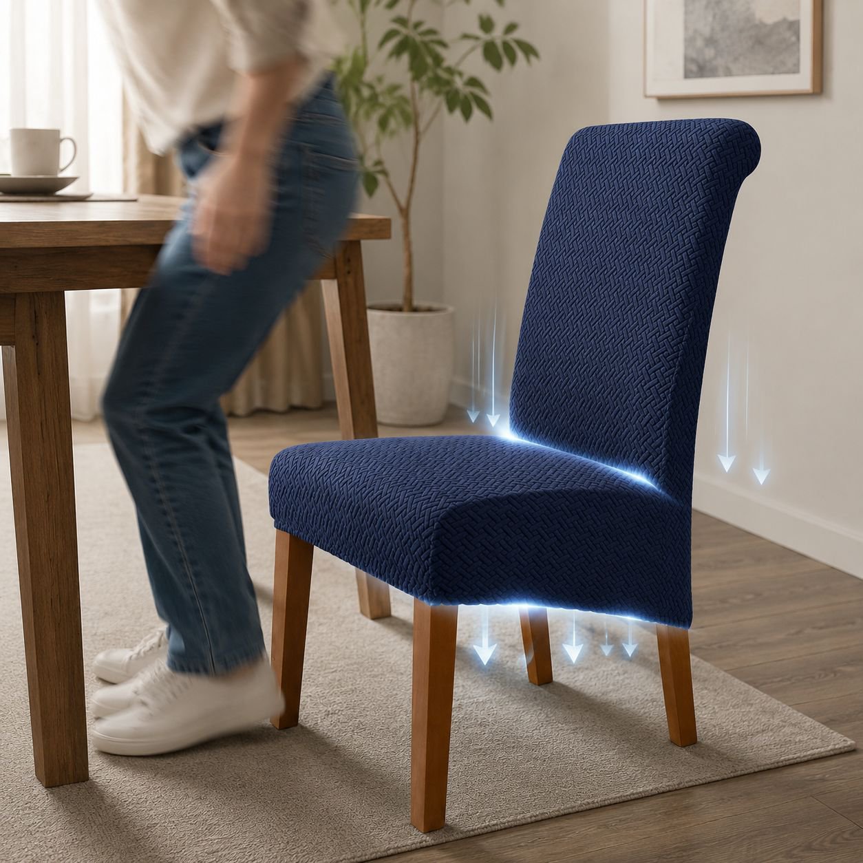 Comfortable home dining chair with protective slipcover