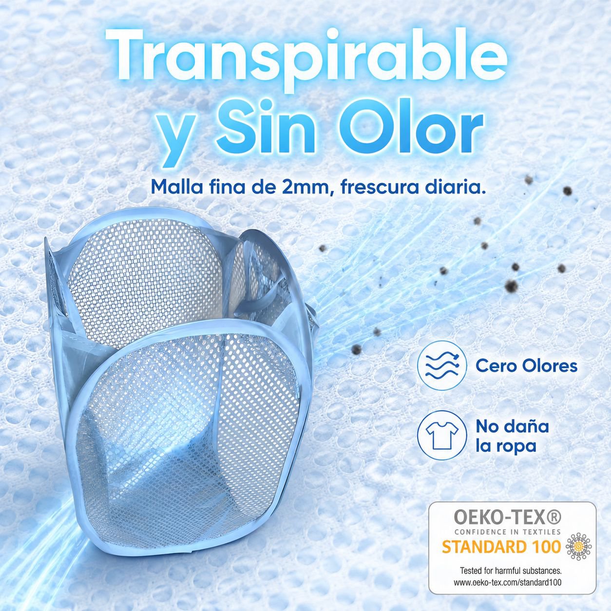 Cesta de ropa plegable y transpirable