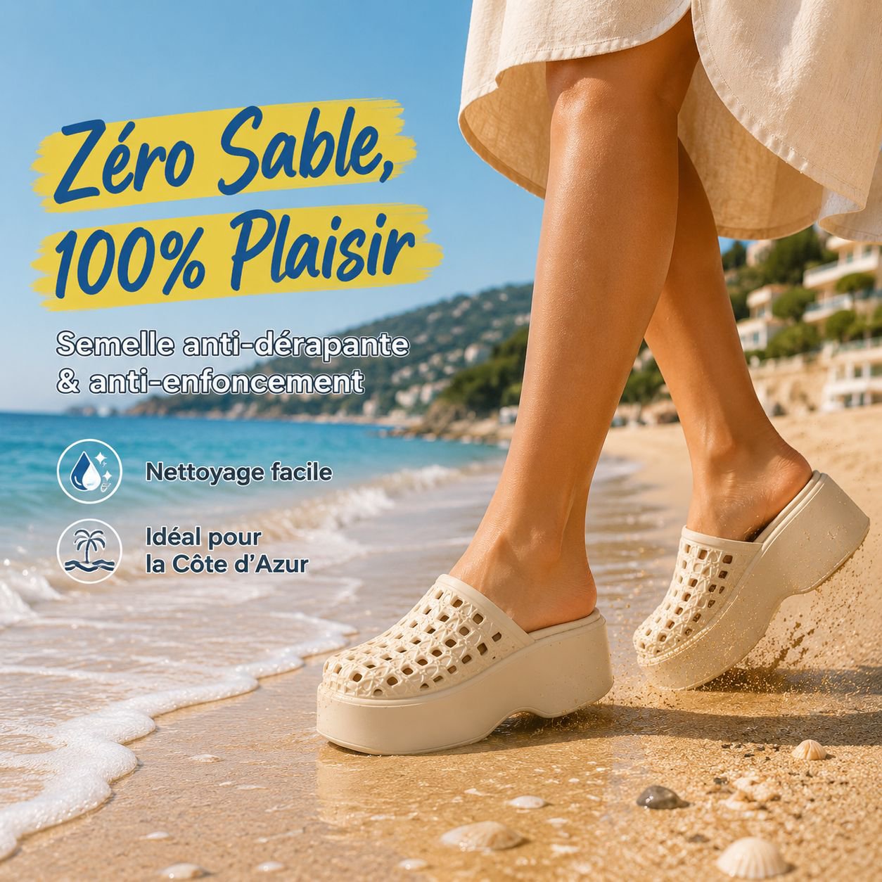 Sandales plateforme femme 7cm, design tissé en maille, EVA légère, respirantes et confortables