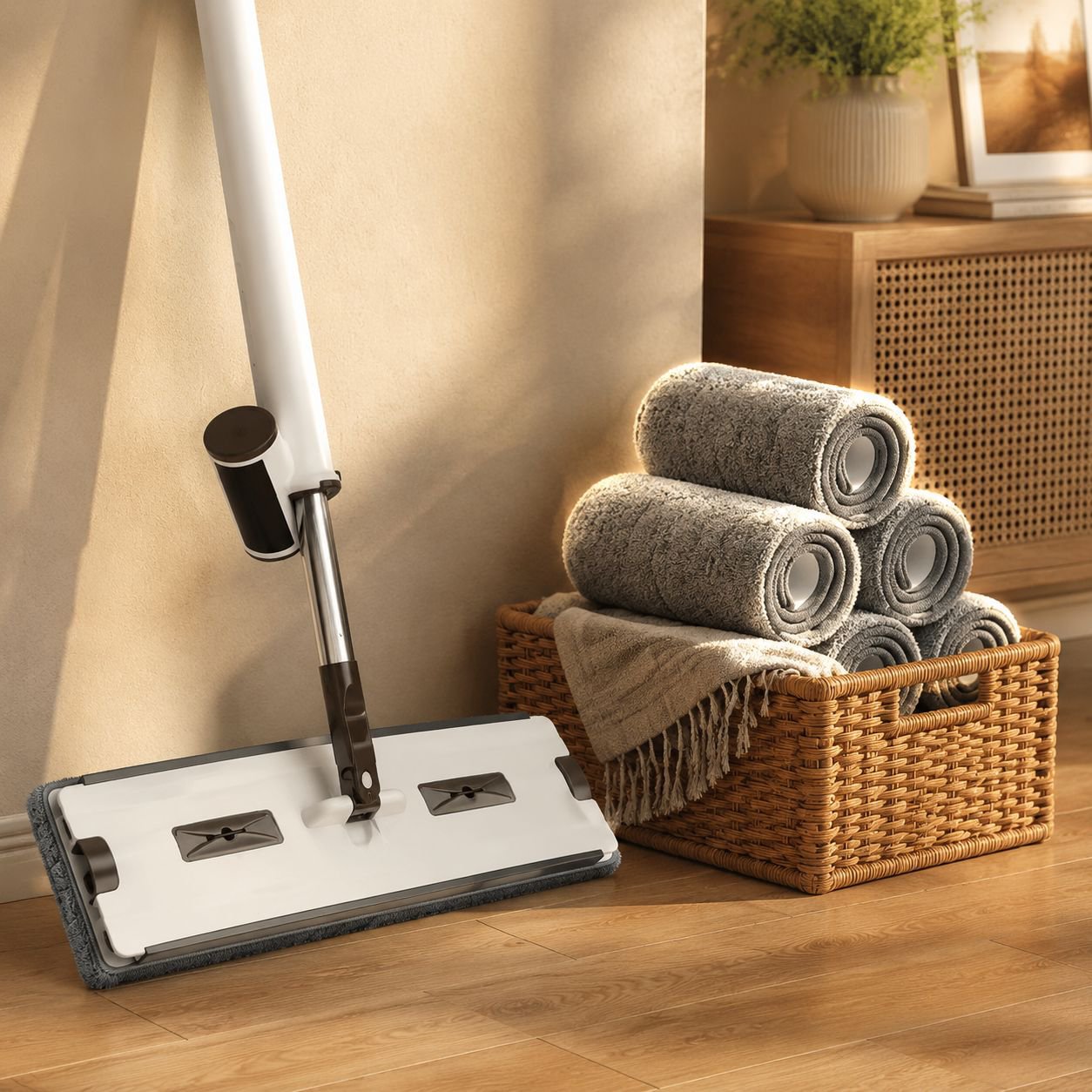 Anti-bacteria and Anti-mite Hands-free Flat Mop