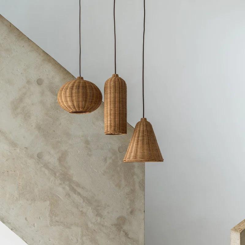 Japanese-Style Woven Rattan Pendant Lamp