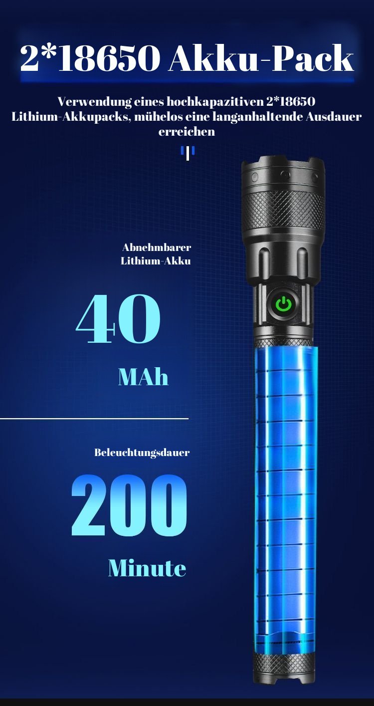 Himmelsdurchdringende, tragbare, robuste Hochleistungs-Taschenlampe mit großer Reichweite