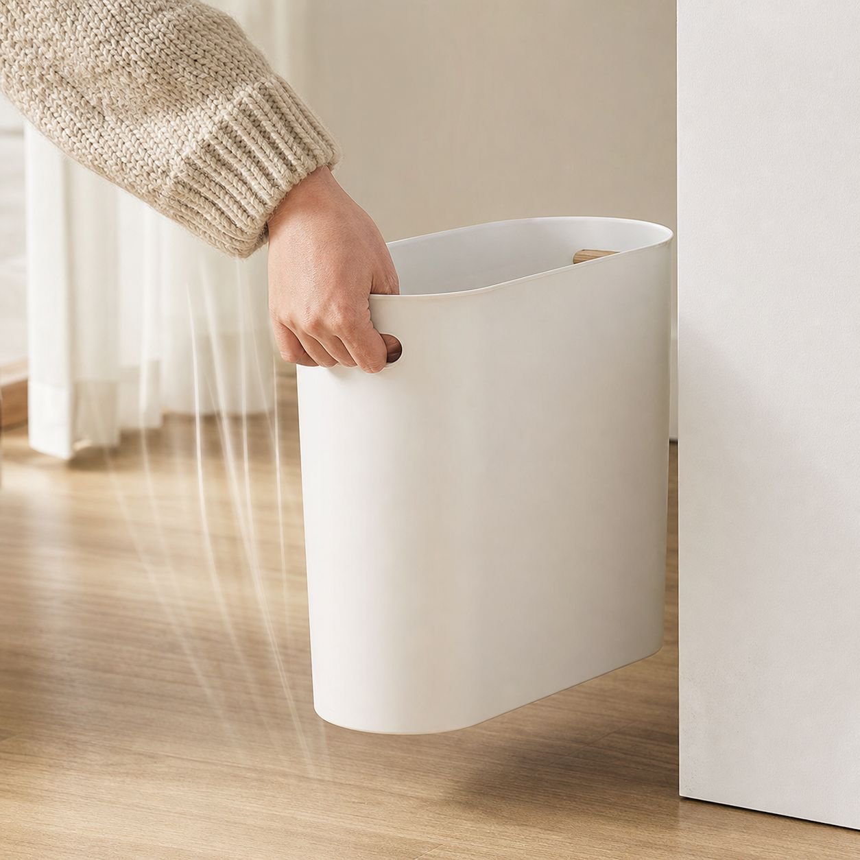 Press-Lid Trash Can for Bathroom and Living Room