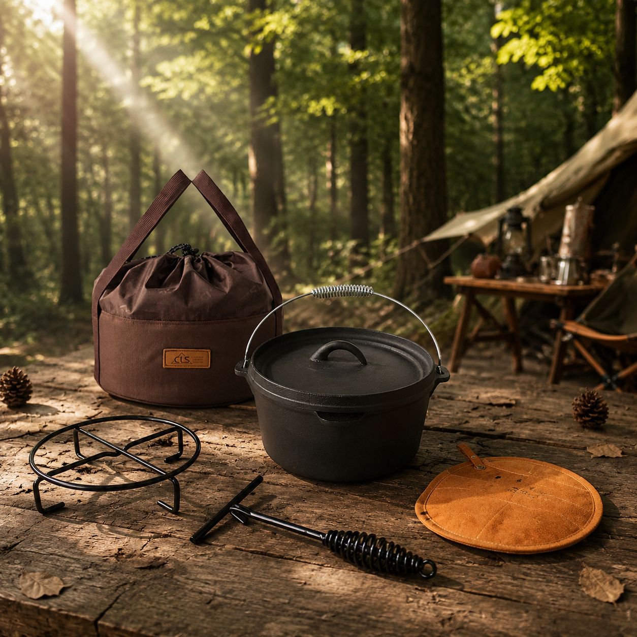 Pot japonais en fonte pour eau bouillante, idéal pour les pique-niques en plein air