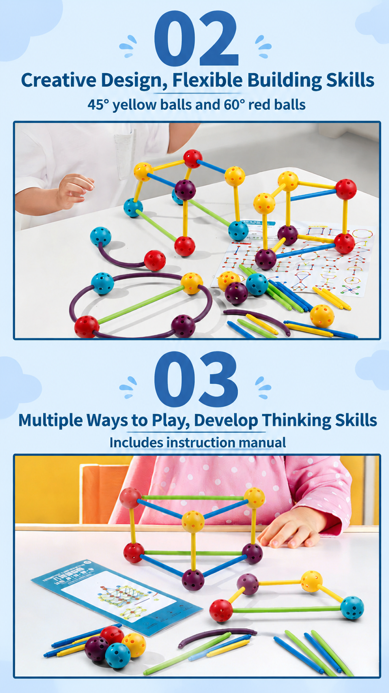 Colorful 3D construction blocks for creative play and learning