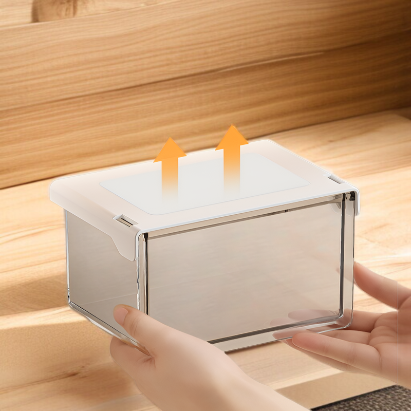 透明な引き出し式収納ボックスの使用シーン