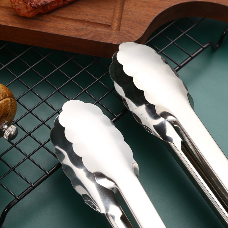 Stainless Steel Food Tongs – Thickened Anti-Scald Bread and BBQ Tongs