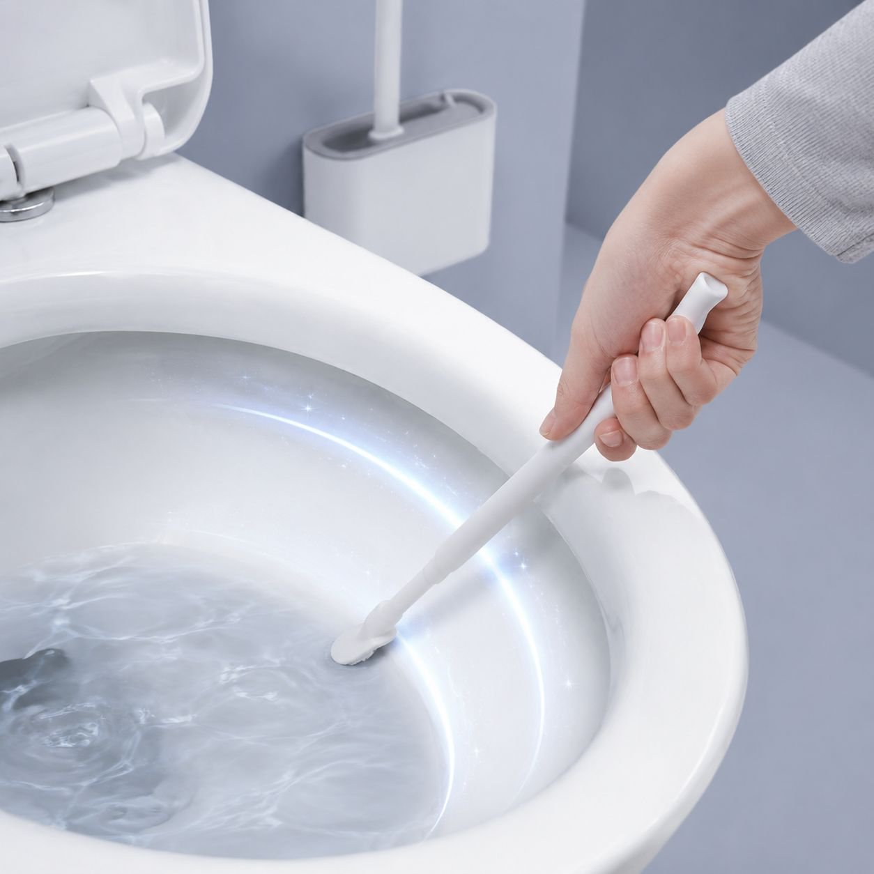 2 Toilet Brushes & 1 Holder Set for Bathroom, Wall Mounted, Flexible Brush Head