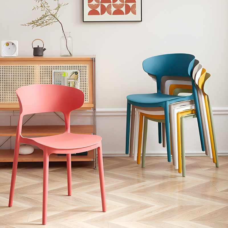 Household plastic chair with thickened backrest