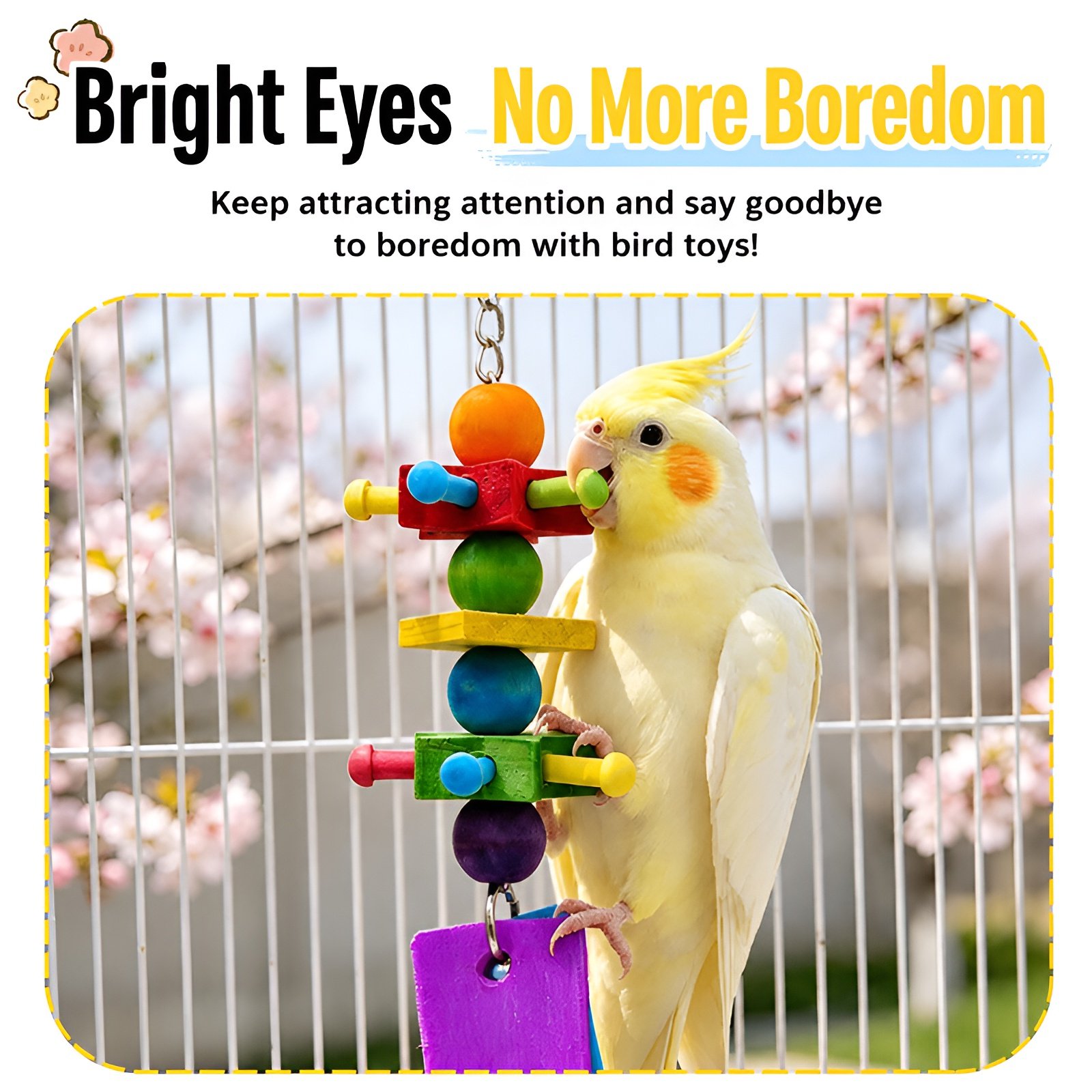 Parrot Colorful Chewing Toy Stand, Cockatiel Tiger Skin Peony Educational Toy, Claw Sharpening and B