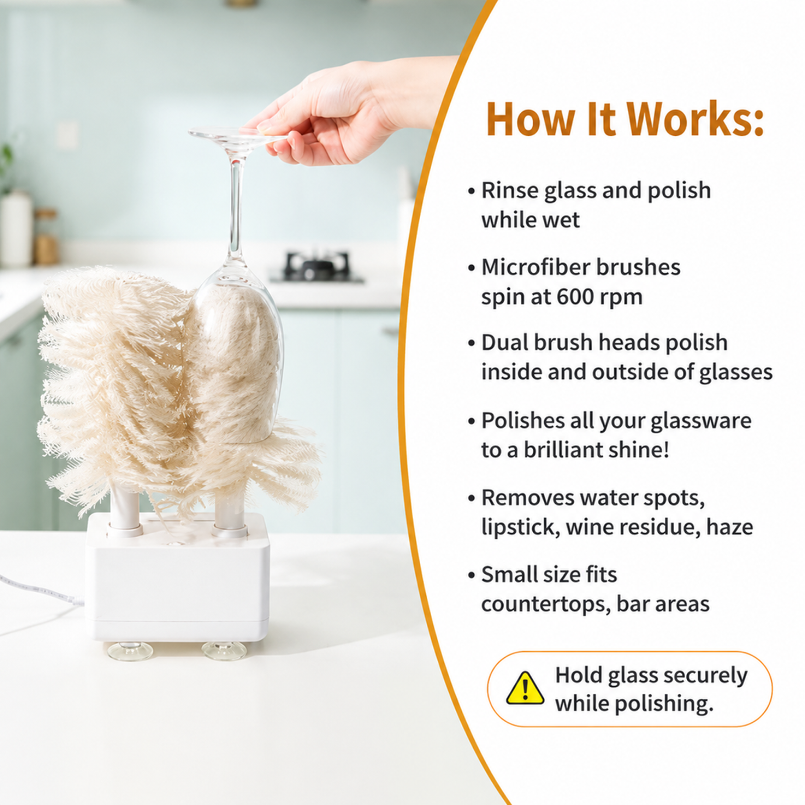 Electric Glassware Polisher, Home Glassware Polisher, Automatic Glass Wiping Machine for Hotels
