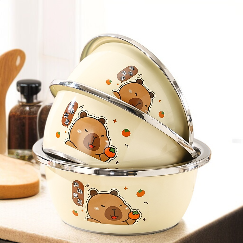 가정용 원형 주방 싱크대 전용 스텐대야 두꺼운 캐릭터 젖병대야 건조대야