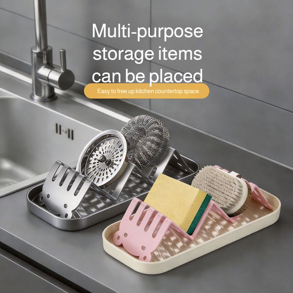 Household stainless steel W-shaped soap dish organizer for home bathroom, drainer tray, soap holder