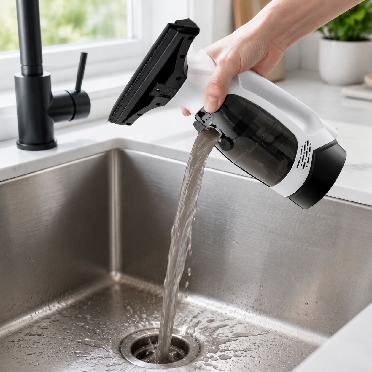 Electric window cleaner with water spray function