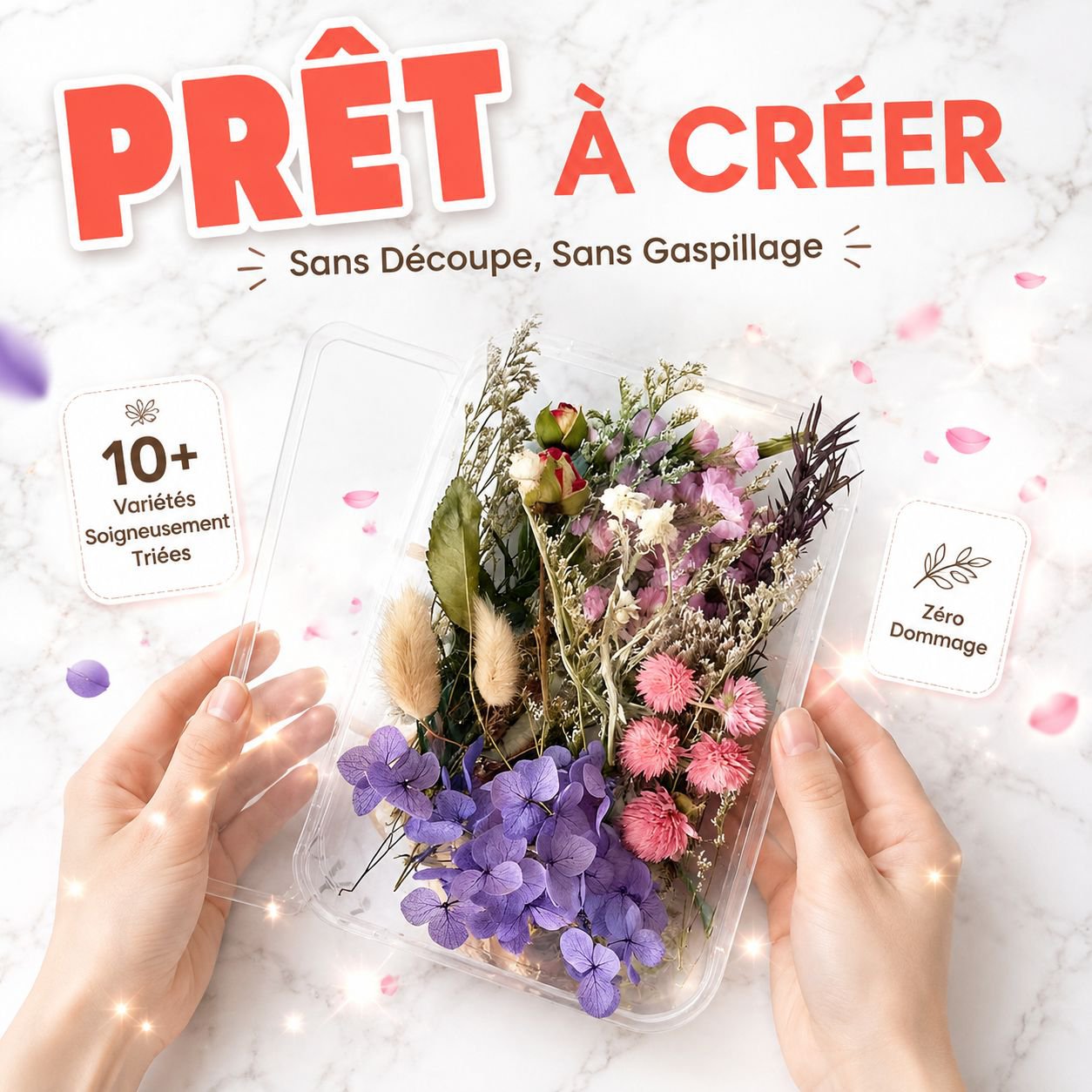 Kit DIY de fleurs préservées sous cloche en verre - Décoration maison