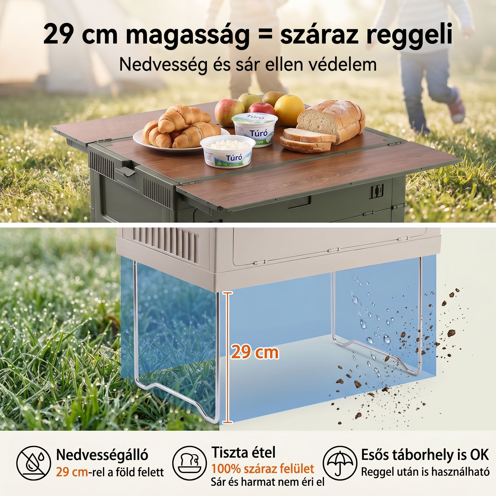 Könnyű, összecsukható tárolódoboz piknikhez, kempinghez és utazáshoz