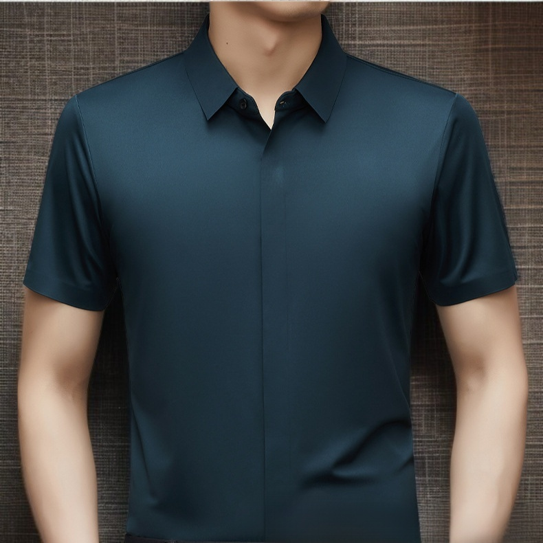 高弾性アイスシルク半袖シャツ正面画像