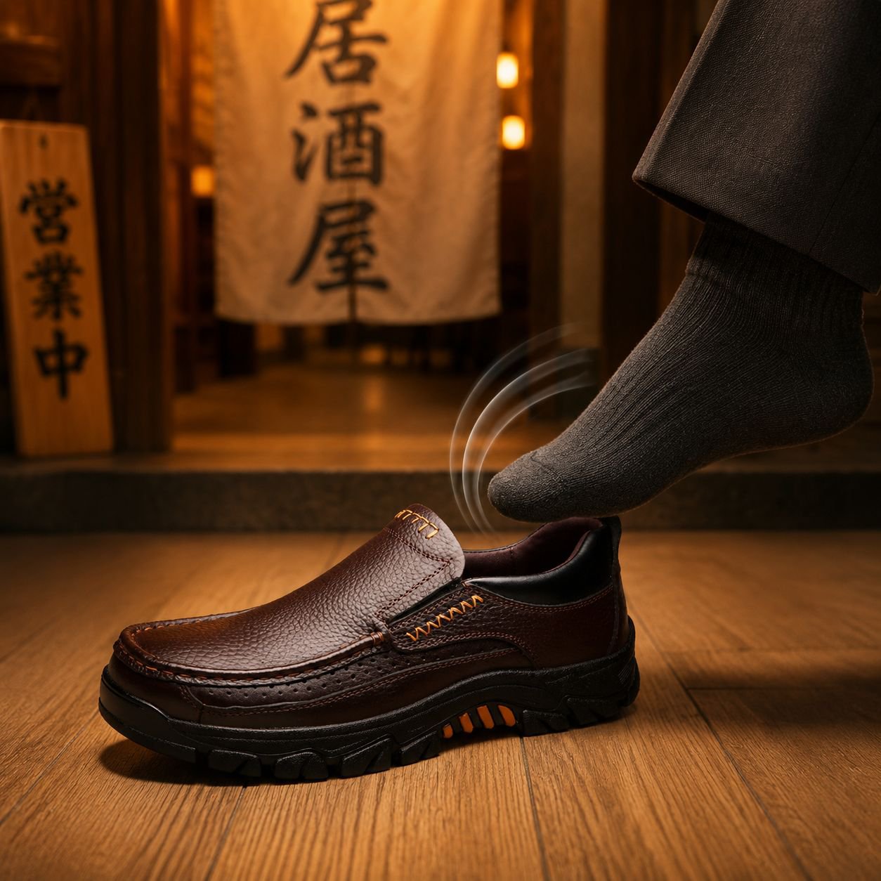 英国風メンズカジュアルレザーシューズ正面画像