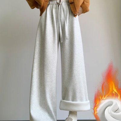 뒷보어 따뜻한 부드러운 와이드 팬츠