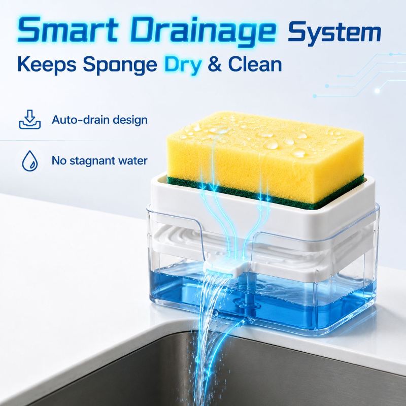 Dispensador automático de jabón multifuncional, fácil de presionar, ideal para limpieza de cocina