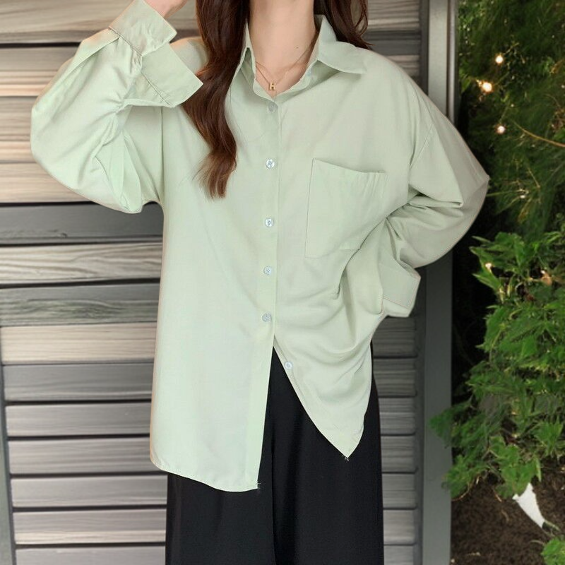 春レディース無地シャツインナーブラウスジャケット重ねシフォンシャツ