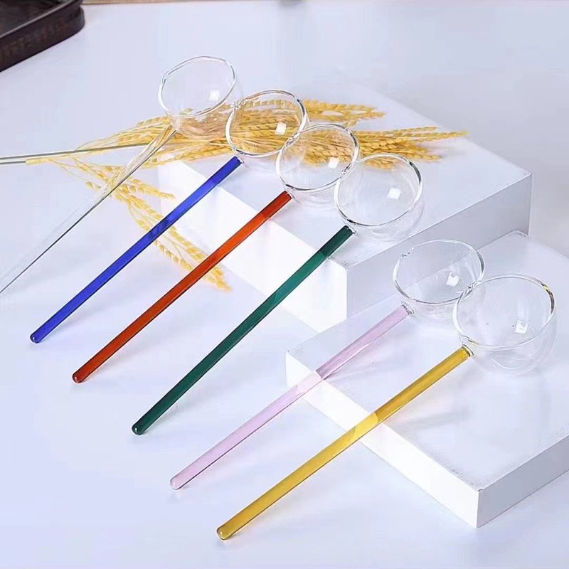 High borosilicate transparent long-handled spoon