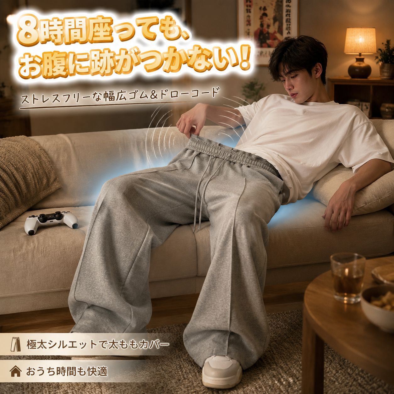 メンズ春秋新作グレーのストレートカジュアルスウェットパンツ