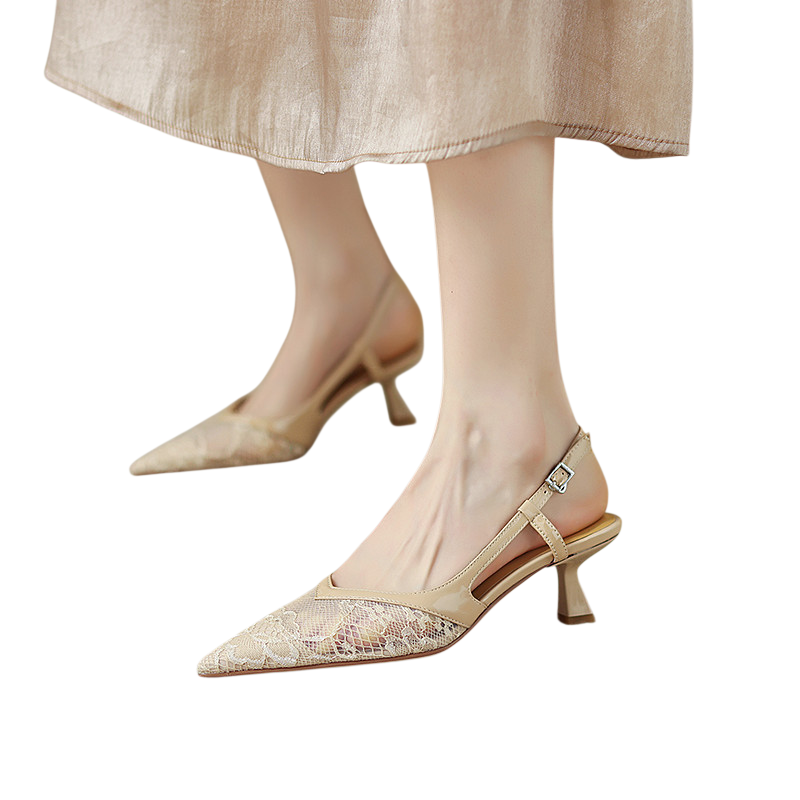 레이스 망사 스틸레토 힐 샌들 뒷공 스틸레토 샌들 컴포트 샌들 패션 샌들