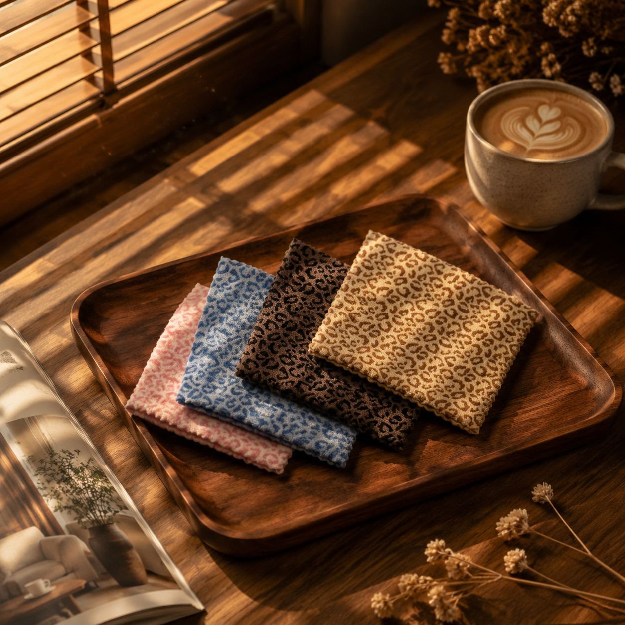 도톰한 레오파드 흡수성 행주 가정용 주방 설거지 손수건