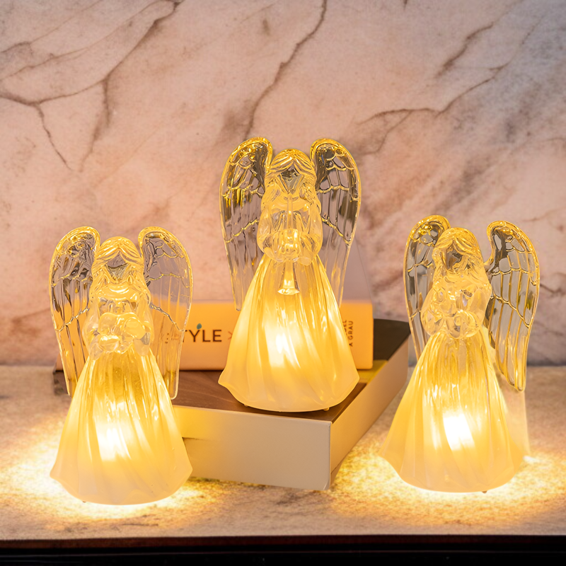 LED光る小さな天使のアクリルクリスタルナイトライト正面写真
