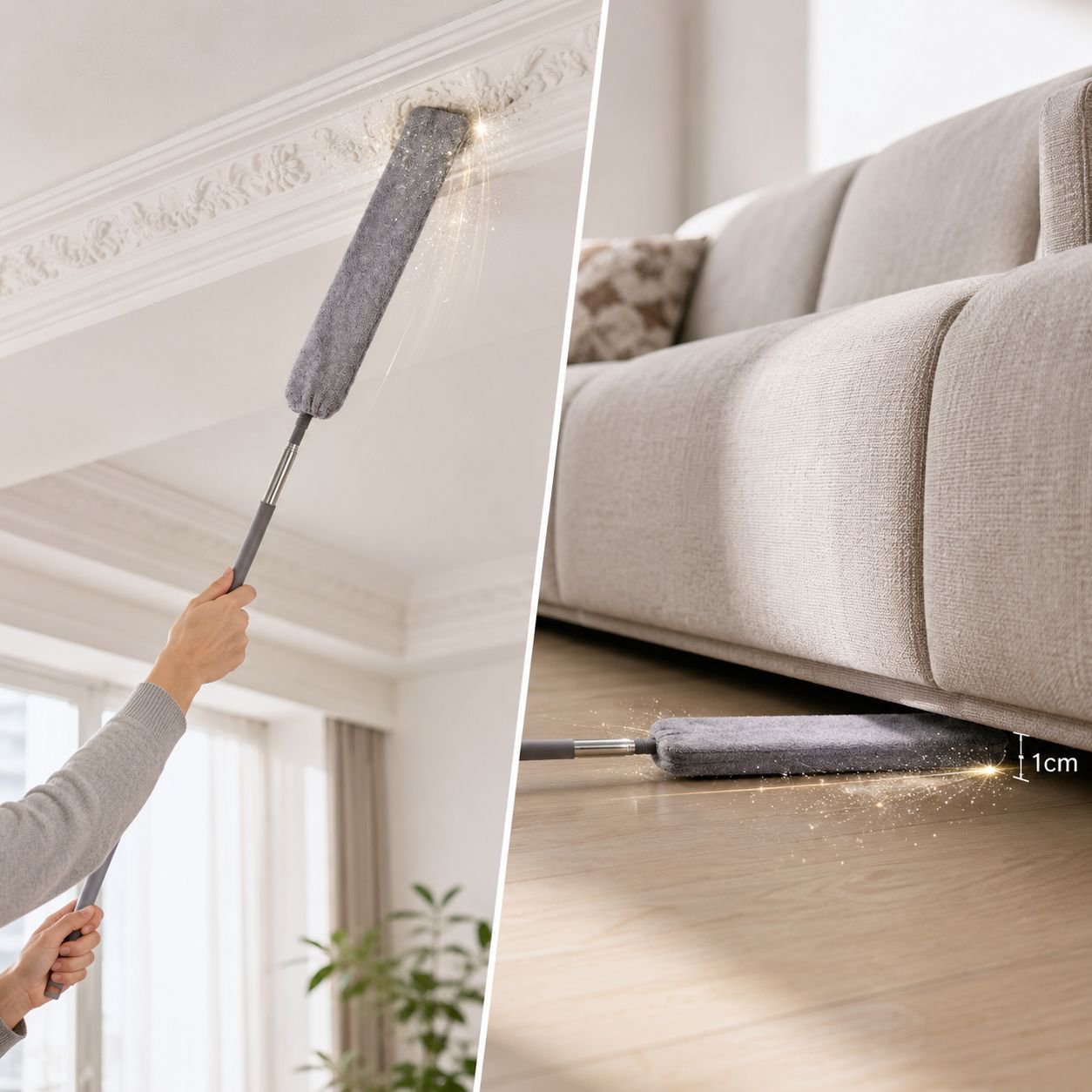 Cepillo extensible para limpiar debajo del sofá y la cama