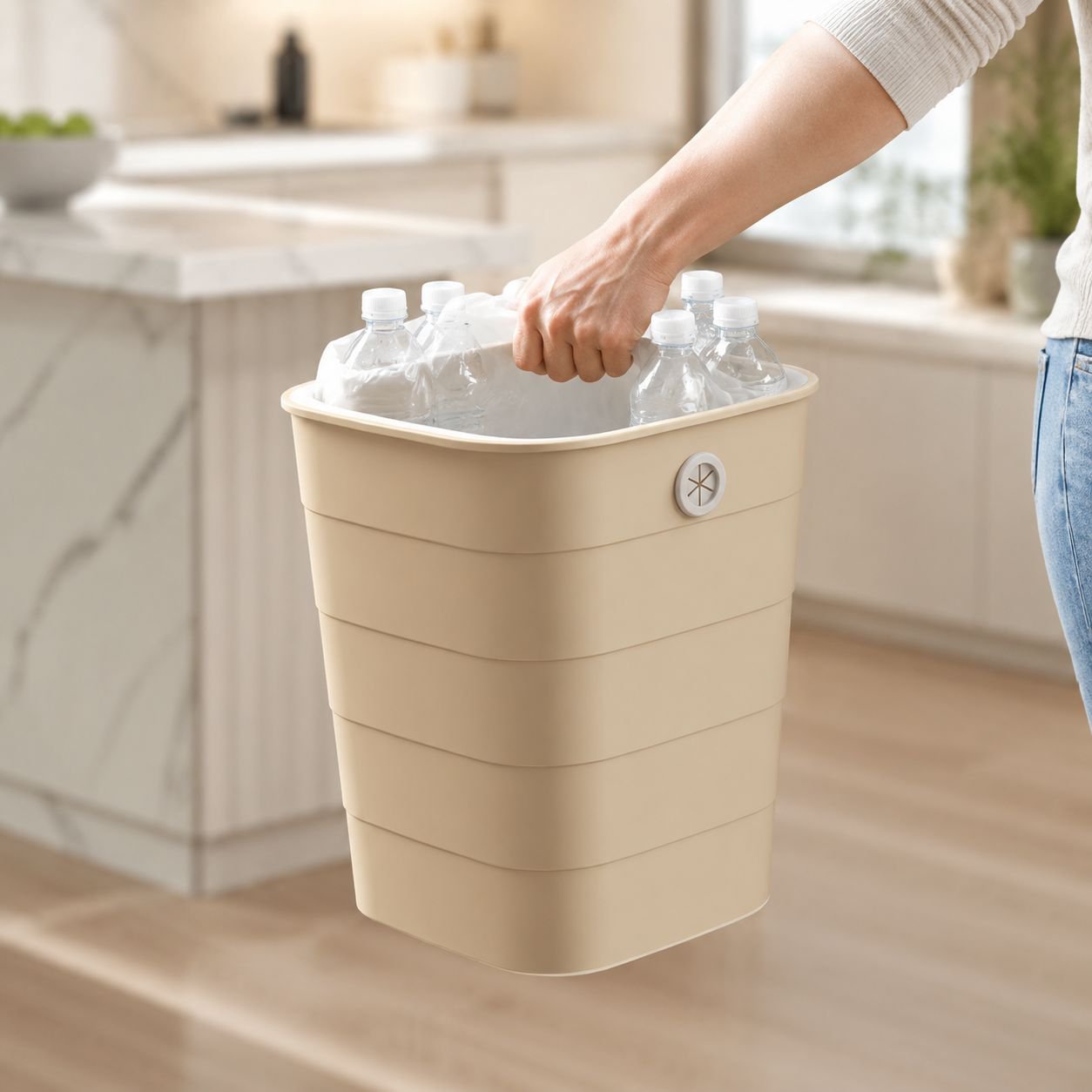 Premium Cream Style Large Capacity Household Trash Can