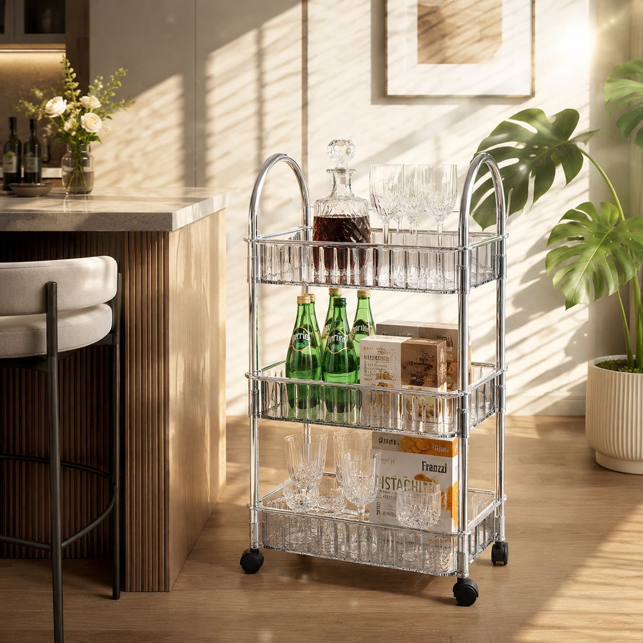 Mobile organizer shelf for pantry items