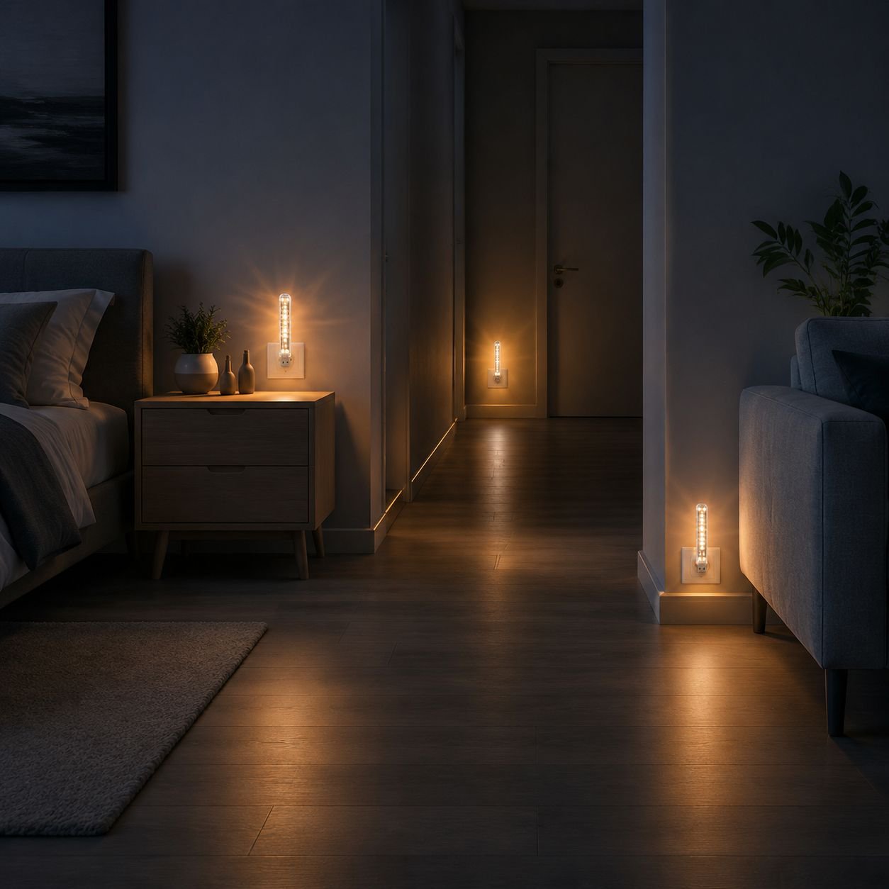 User activating night light with voice command
