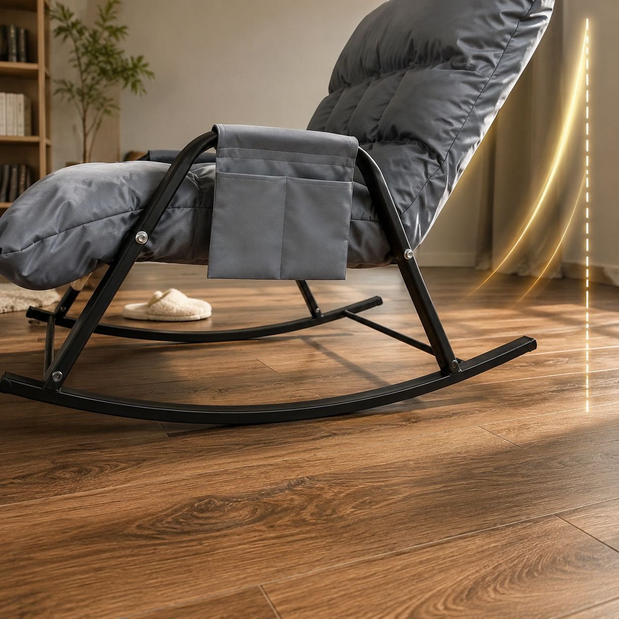 Ergonomic tech fabric rocking chair for home